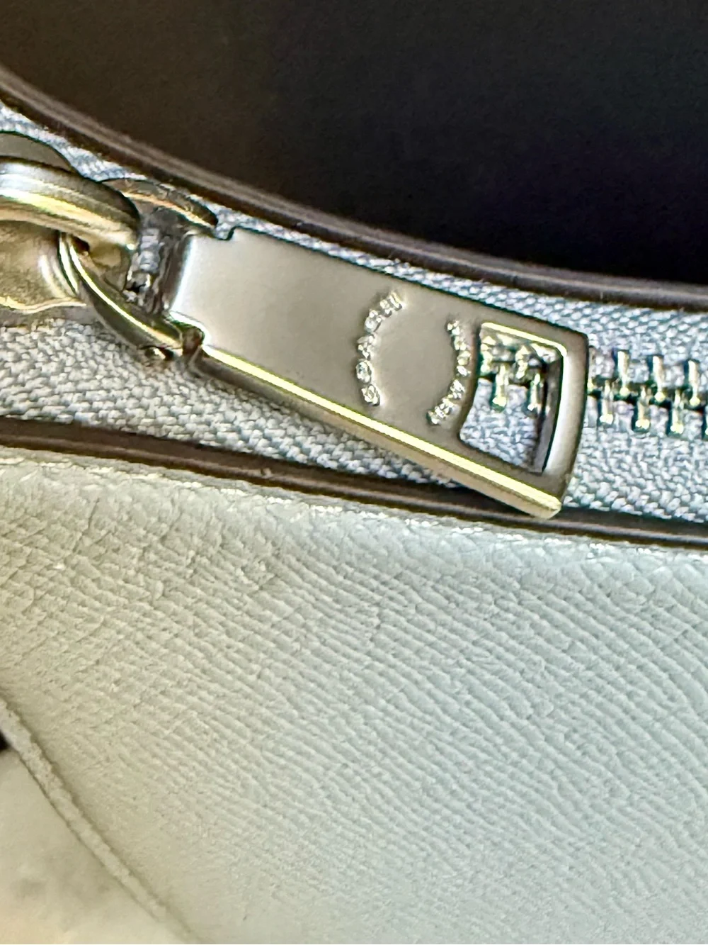 Coach Small Crossgrain Leather Hobo Crossbody Bag Grey Blue CJ842